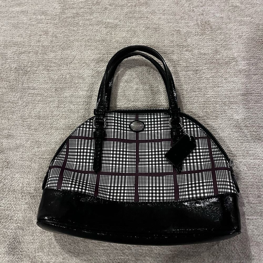 Coach Peyton Cora Glen Plaid Dome Satchel F33319 | Dark Academia Goth Old Money - Picture 1 of 8